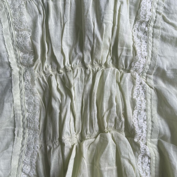 Vintage Free People Button Down Tank Top w Embroidered Buttons in Light Green - Picture 5 of 7